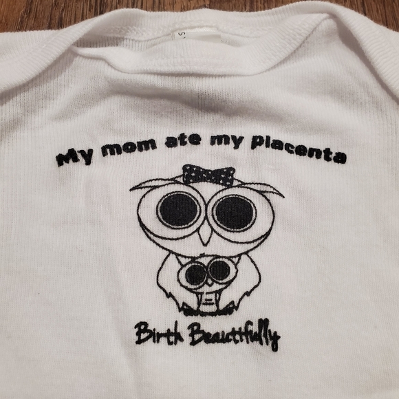 Rabbit Skins Birth Beautifully Baby White Placenta Owl Unisex Bodysuit Cotton NB - Picture 2 of 7
